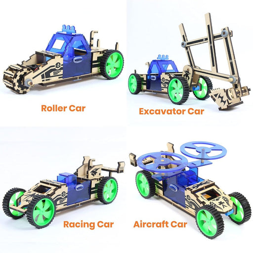 Butterfly EduFields 4 In 1 Wooden Mechanical Model Cars Kits-STEM toys-ButterflyEduFields-Toycra