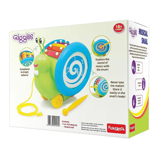 Giggles 3 In 1 Pull Along Musical Snail-Musical Toys-Giggles-Toycra