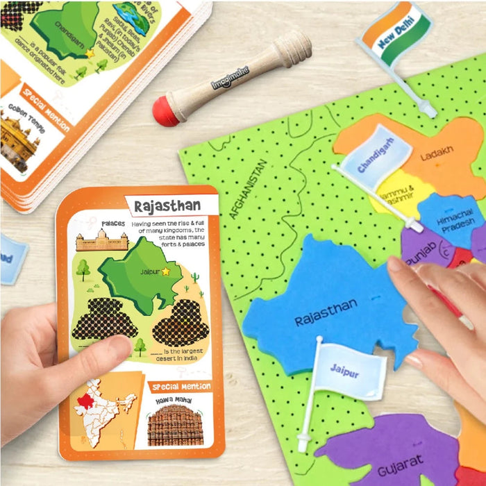 ImagiMake Mapology India Map with Flash Card-Learning & Education-Imagimake-Toycra