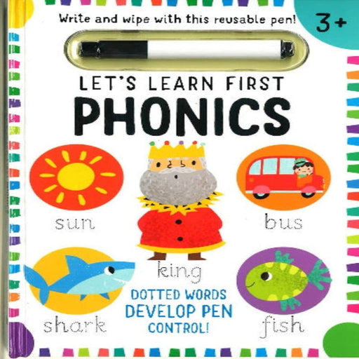 Let's Learn First Phonics Write and Wipe with Reusable Pen-Activity Books-Bwe-Toycra