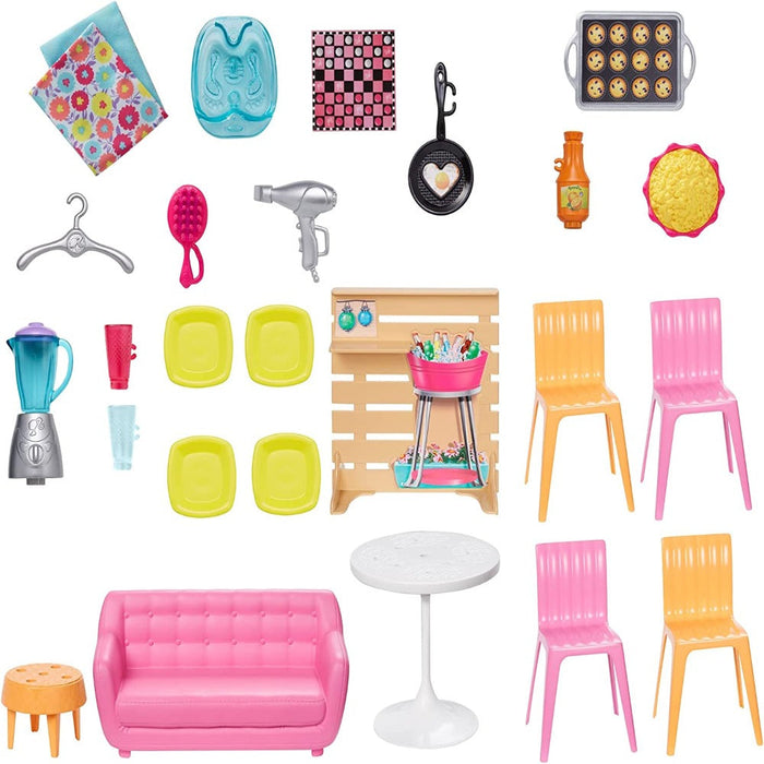 Barbie Malibu House Playset (25+ themed Accessories included)-Pretend Play-Barbie-Toycra