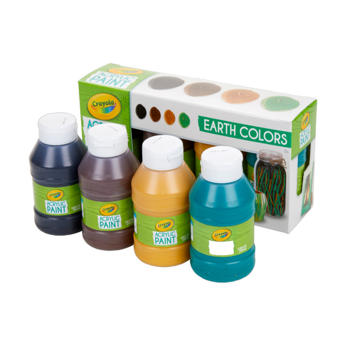 Crayola Multi-Surface Acrylic Paint, Earth Colors, 4 Count-Arts & Crafts-Crayola-Toycra
