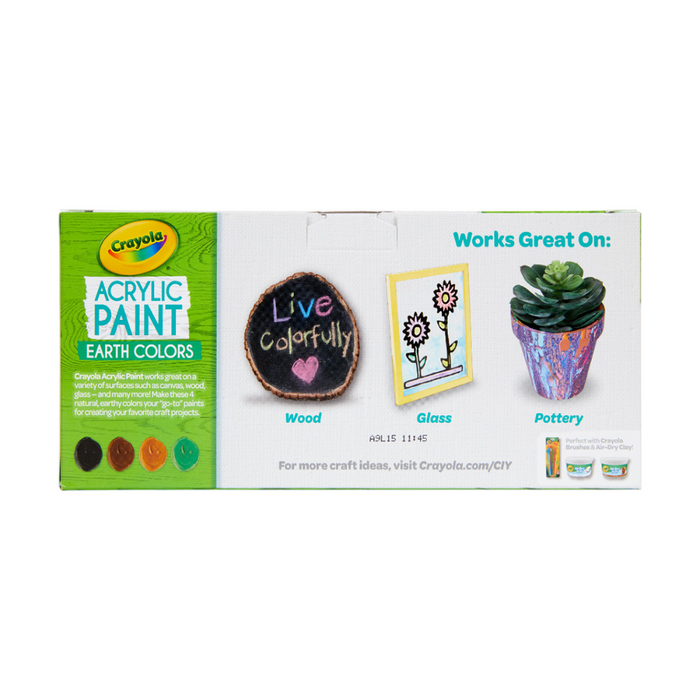 Crayola Multi-Surface Acrylic Paint, Earth Colors, 4 Count-Arts & Crafts-Crayola-Toycra