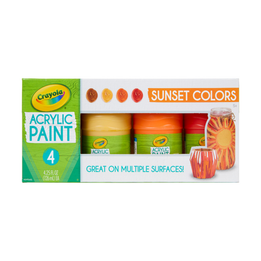 Crayola Multi-Surface Acrylic Paint, Sunset Colors, 4 Count-Arts & Crafts-Crayola-Toycra