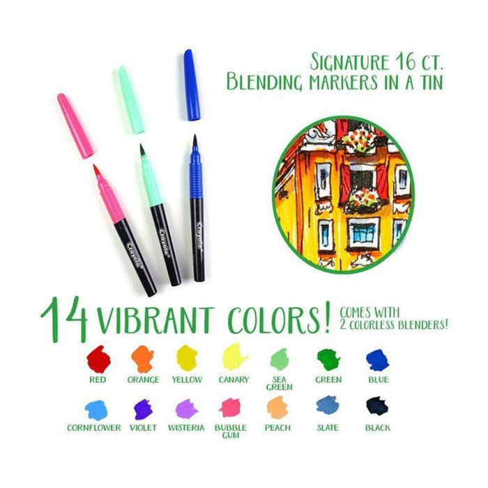 Crayola Signature Blending Markers with Tin, 16 Count-Arts & Crafts-Crayola-Toycra