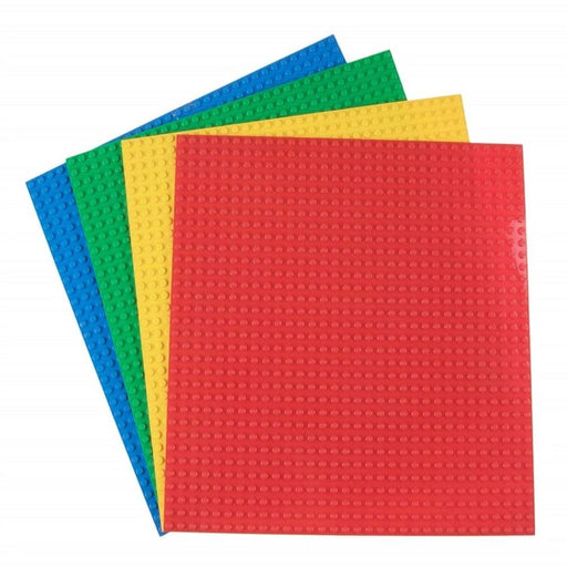 Strictly Briks Stackable Baseplates - 10" x 10" - 4 Pack - Basic Colors-Construction-Strictly Briks-Toycra