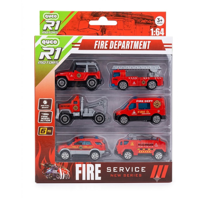 K.V Toys Quco R1 Motors 1:64 Die-Cast Emergency & Military Vehicle Set Collection