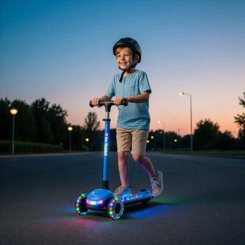 R For Rabbit Road Runner Jazz Scooter For Kids With ABEC7 Bearings LED PU Wheels & Foldable Frame - Blue Black