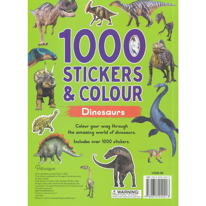 1000 Stickers & Colour Dinosaurs-Activity Books-Pp-Toycra