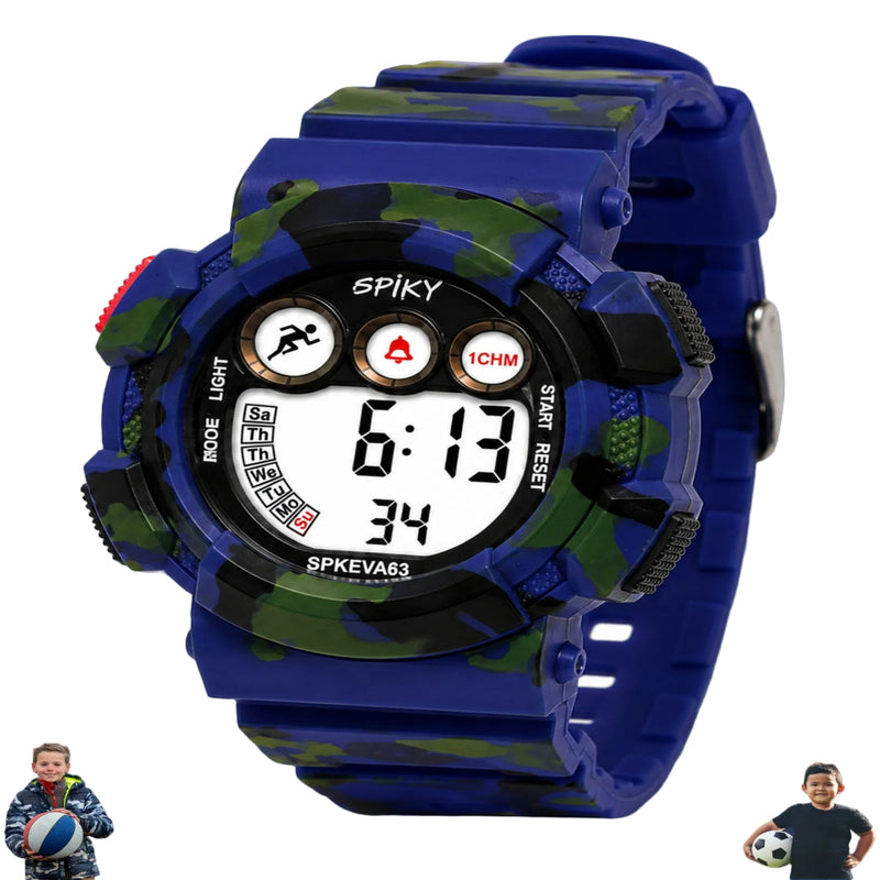 Spiky SPKEVA63 Round Digital Sports Watch For Kids | Military, Camouflage Design
