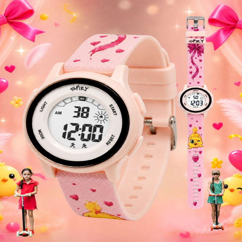 Spiky Colorful Adventure Printed Strap Digital Kids Watch