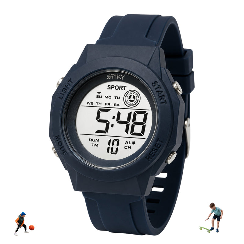Spiky SPKEVA69 Digital Sports Watch | 7-Color LED Display & Waterproof Watch