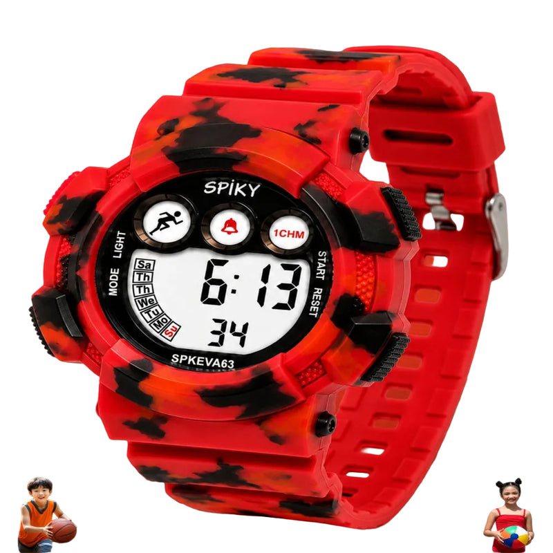 Spiky SPKEVA63 Round Digital Sports Watch For Kids | Military, Camouflage Design