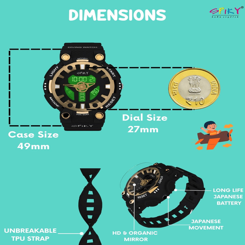 Spiky Premium Analog-Digital Watch For Kids EVA31