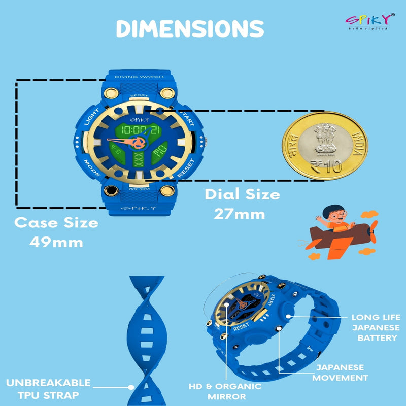 Spiky Premium Analog-Digital Watch For Kids EVA31