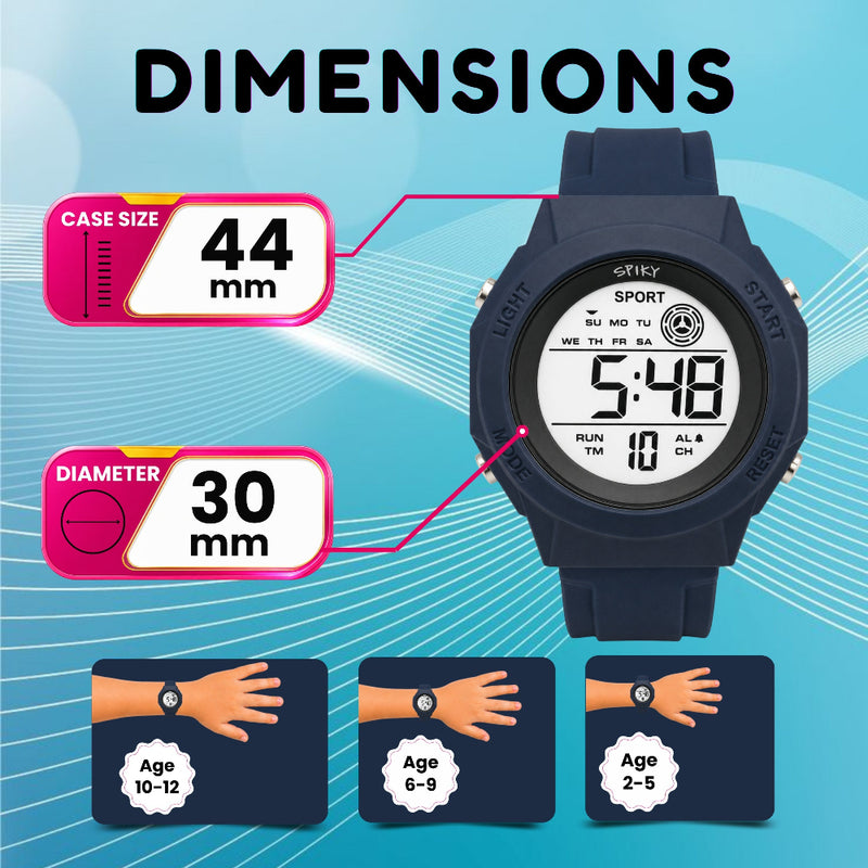 Spiky SPKEVA69 Digital Sports Watch | 7-Color LED Display & Waterproof Watch