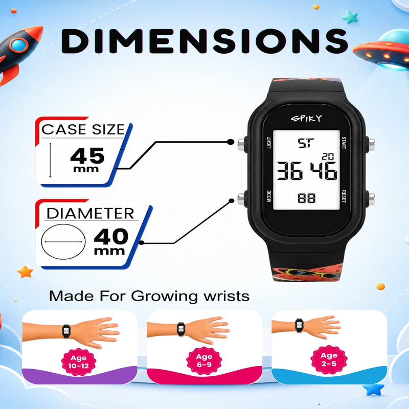 Spiky SPKEVA53 Rectangle Kids Digital Watch