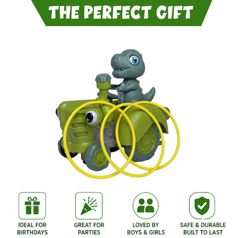 Tak Tak Toys Dino Tractor - Interactive Toy with Ring Toss Game