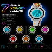 Spiky Colorful Adventure Printed Strap Digital Kids Watch