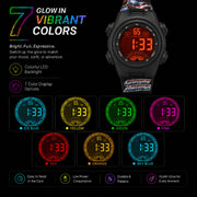 Spiky MV07 Round Dial Sports Watch with 7 Multicolor Luminous Display