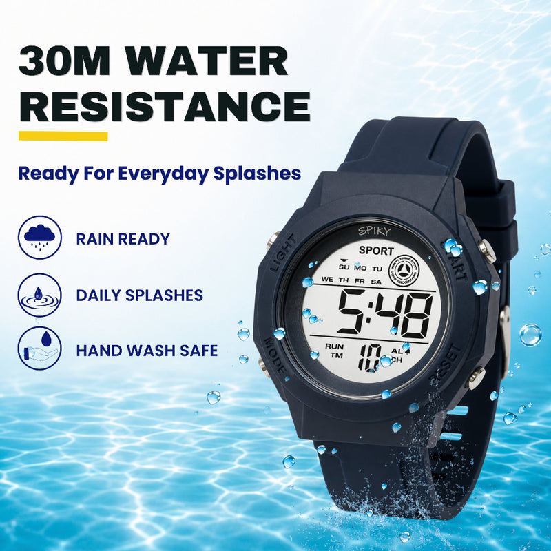 Spiky SPKEVA69 Digital Sports Watch | 7-Color LED Display & Waterproof Watch