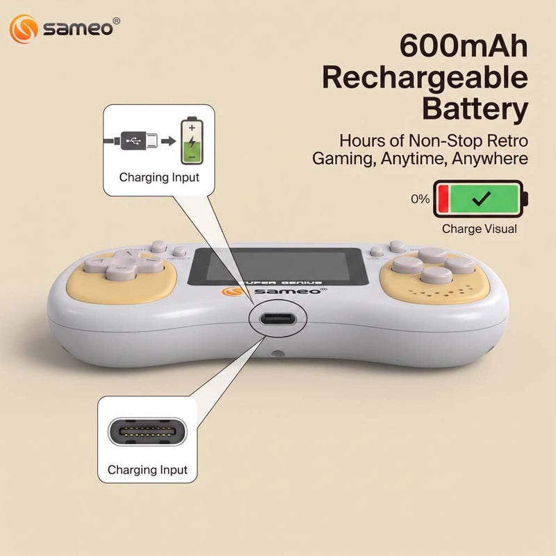 Sameo Super Genius Handheld Gaming Console | 500+ Built-in Classic Retro 8-Bit Games