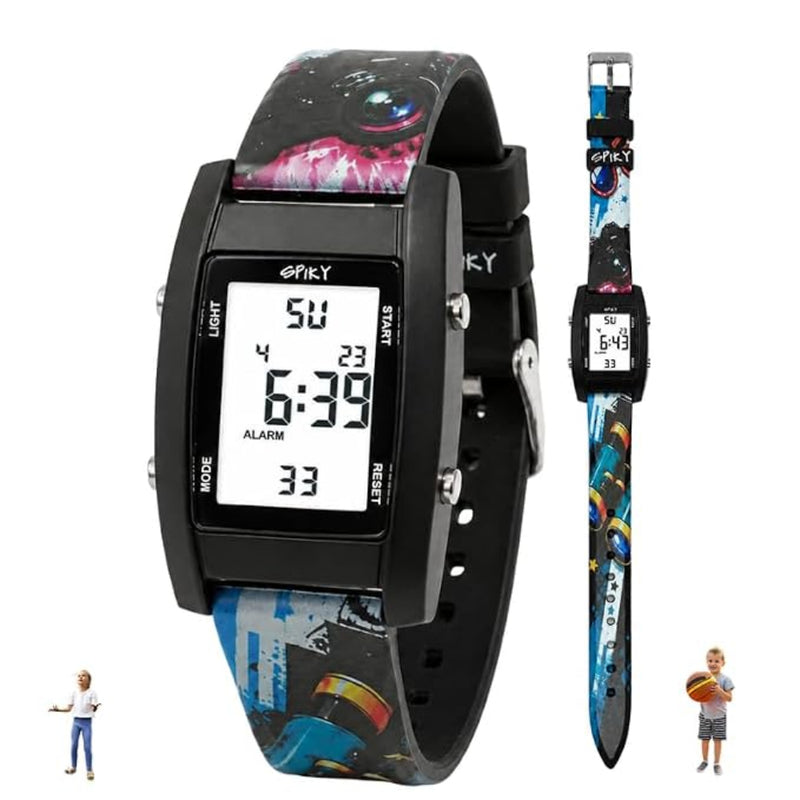 Spiky Adventure Printed Strap Digital Kids Watch With Luminous Display