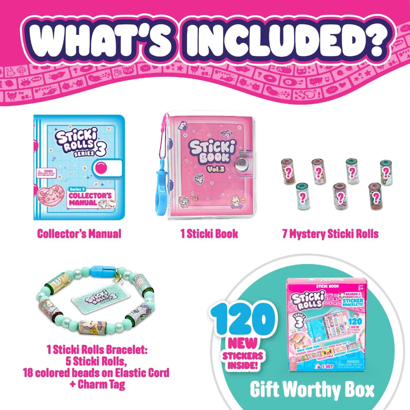 Sticki Rolls Sticki Book Vol. 3 & Exclusive Sticki Bracelet – Series 3