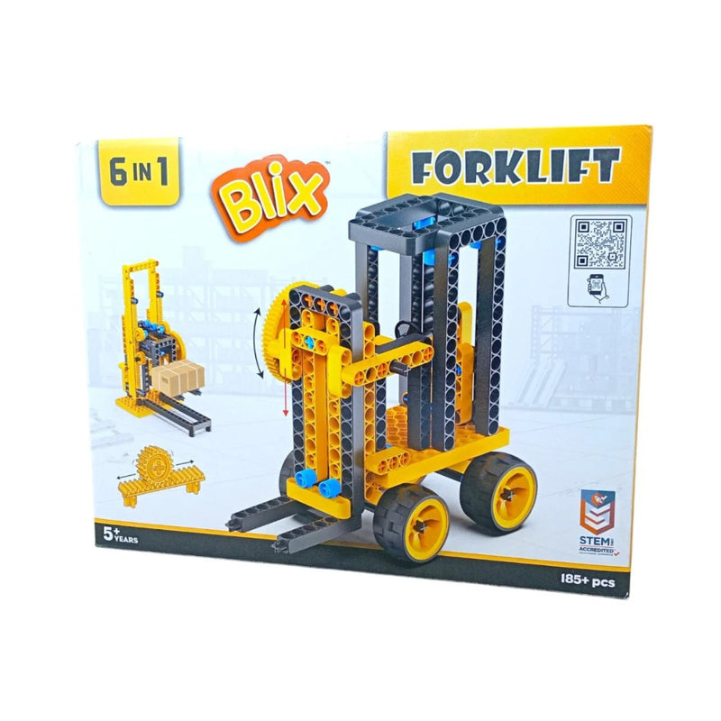 Blix 6 In 1 Forklift Non-Motorized Construction Set (185+Pieces)