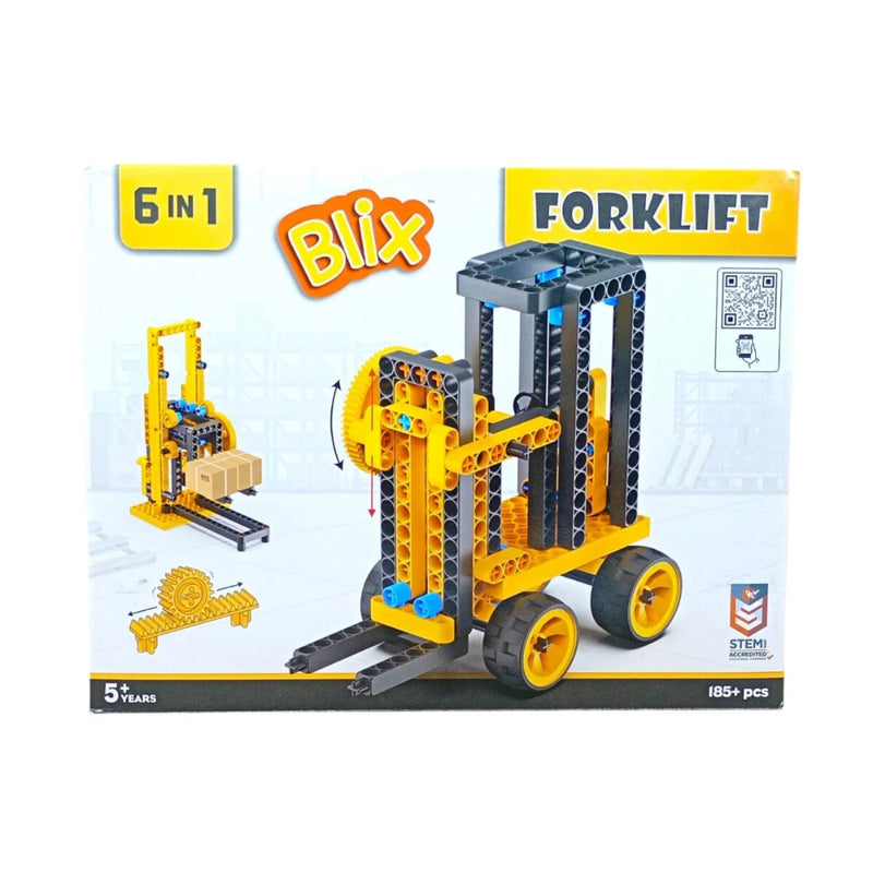 Blix 6 In 1 Forklift Non-Motorized Construction Set (185+Pieces)