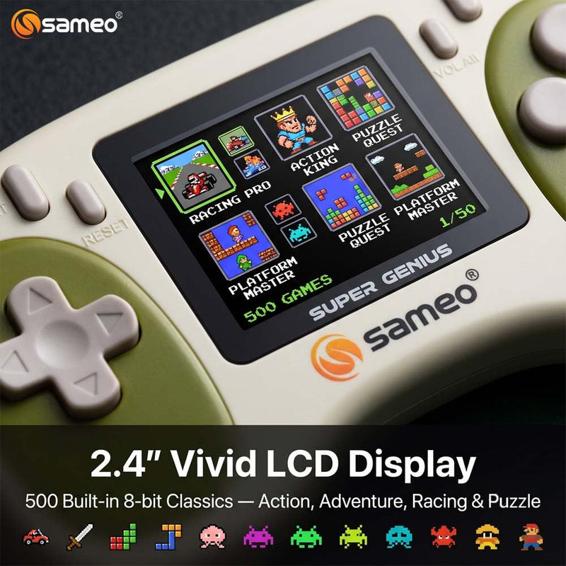 Sameo Super Genius Handheld Gaming Console | 500+ Built-in Classic Retro 8-Bit Games