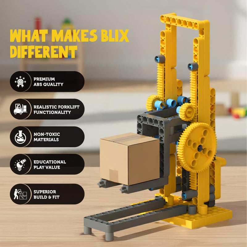 Blix 6 In 1 Forklift Non-Motorized Construction Set (185+Pieces)