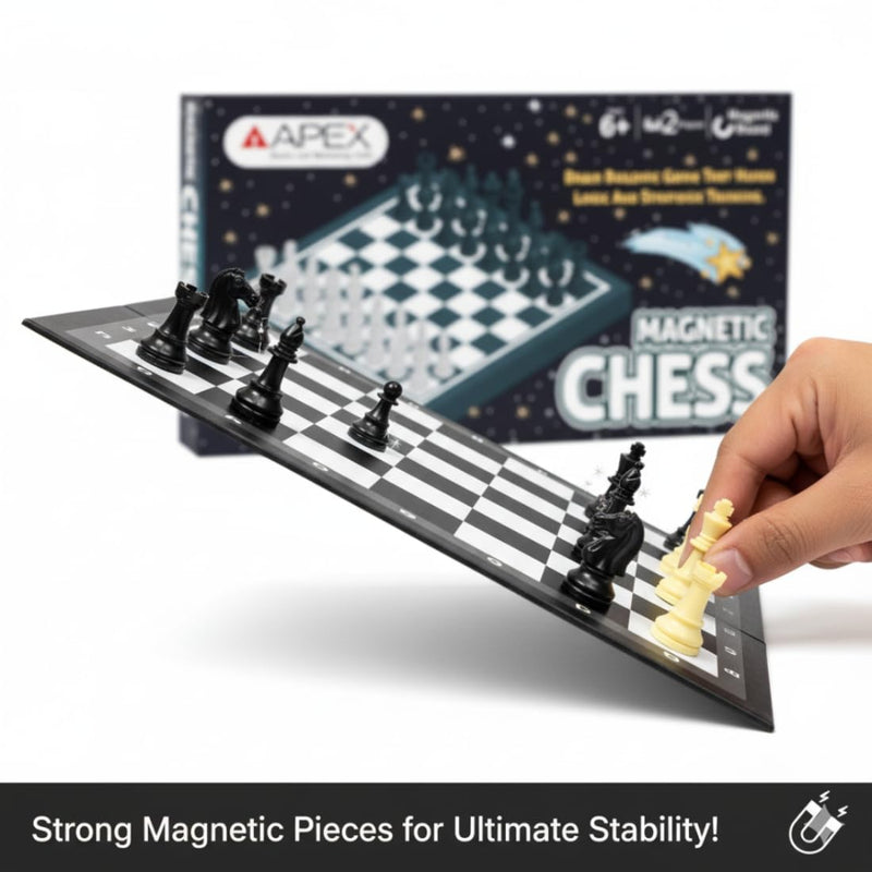 Apex Magnetic Chess Board Game Set 12x12 – Foldable & Portable Travel Chess