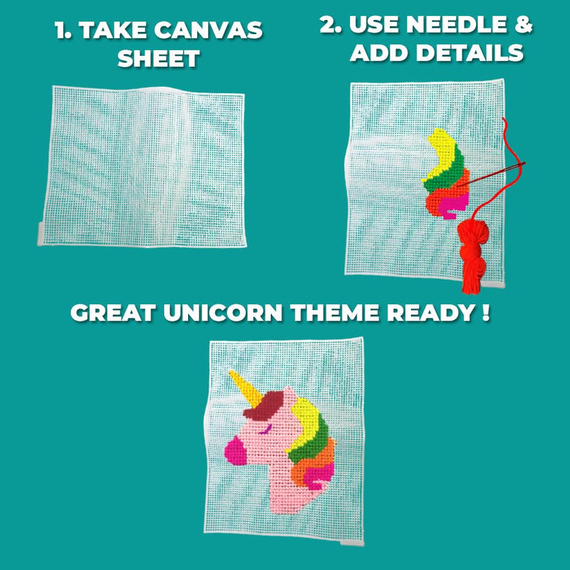 Toykraftt Unicorn Cross Stitch & Embroidery Kit for Kids -Unicorn Vibes