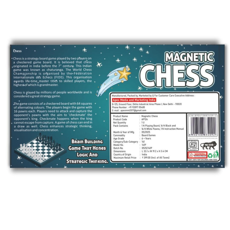Apex Magnetic Chess Board Game Set 12x12 – Foldable & Portable Travel Chess