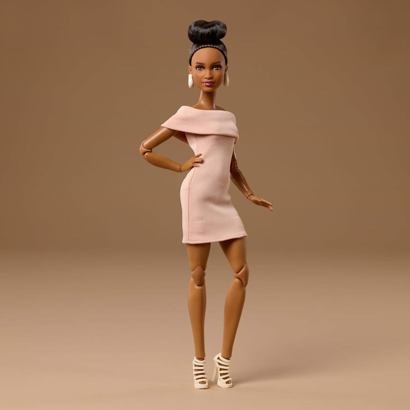 Barbie Basics Model 08 With Brunette Hair In Tan Dress & Strappy Heels Collectible Doll