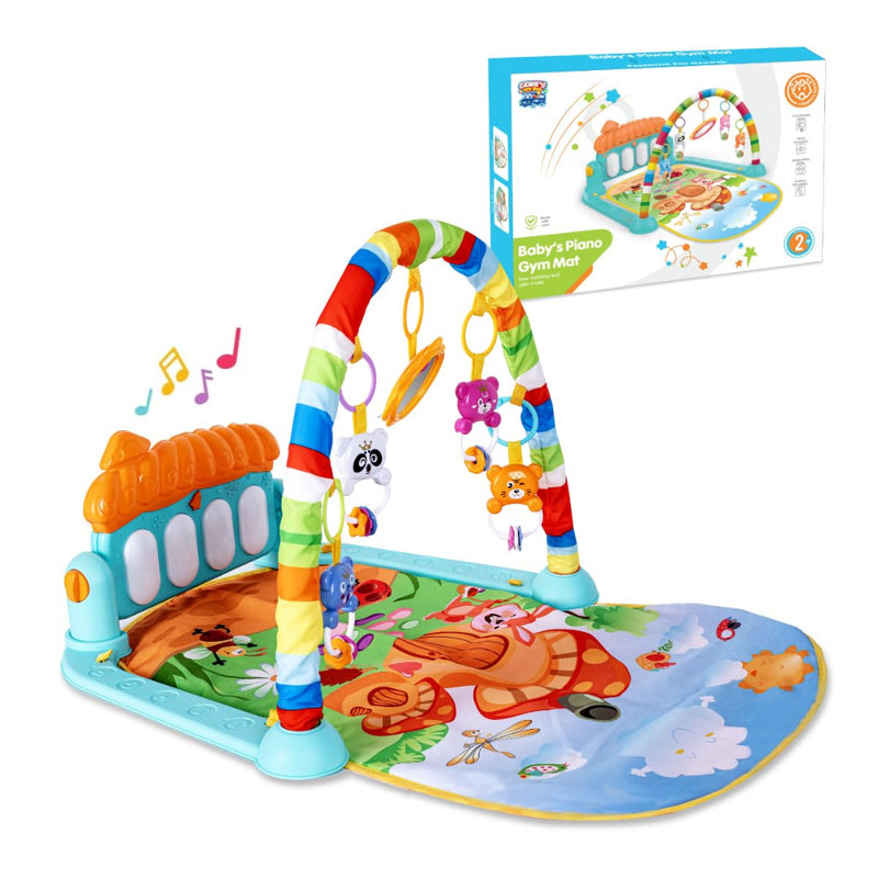 Karma Solutions Genie's Toy Bus Baby Piano Gym Mat with Hanging Rattles