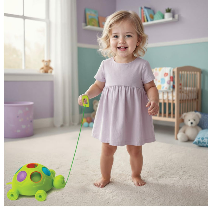 Toymate Slide, Pop & Pull Along Turtle Toy For Toddlers