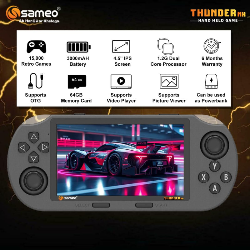 Sameo Thunder NX Premium Handheld Gaming Console 64GB | Over 15000 Games Loaded