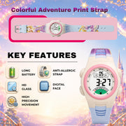Spiky MV07 Round Dial Sports Watch with 7 Multicolor Luminous Display