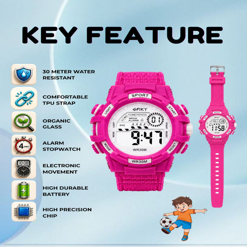 Spiky SPKEVA67 Round Dial Sports Watch With Luminous Display Alarm Day & Date Calendar