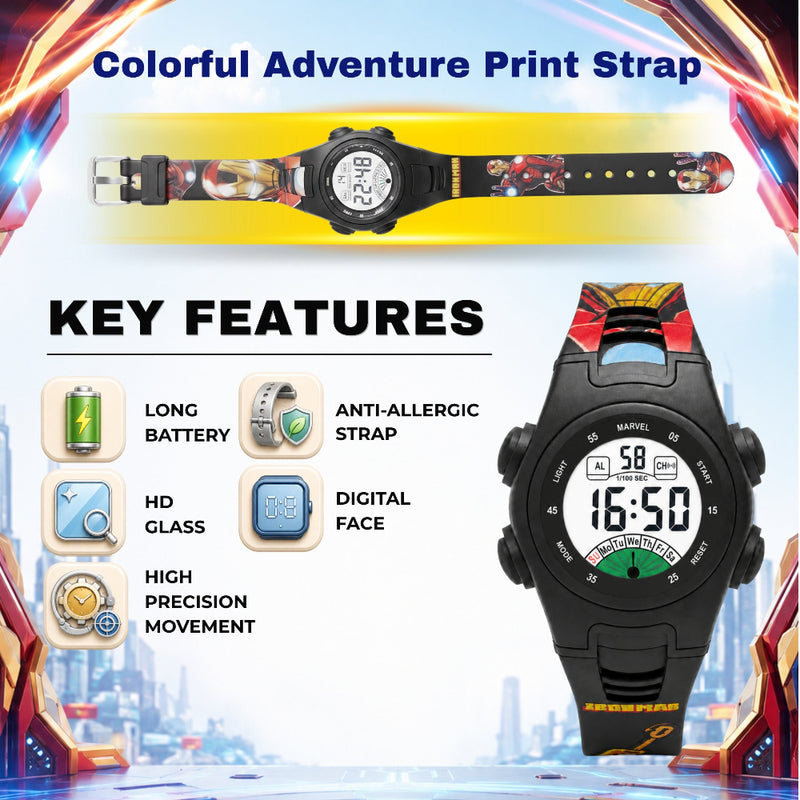 Spiky MV07 Round Dial Sports Watch with 7 Multicolor Luminous Display