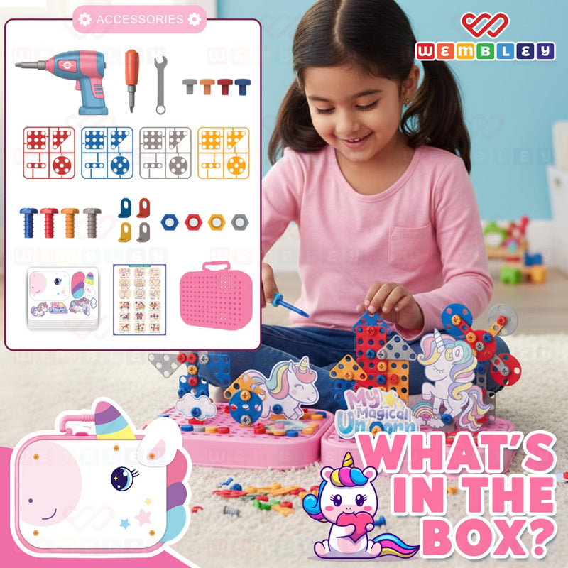 Wembley Unicorn 3D Screw Puzzle Toy Set