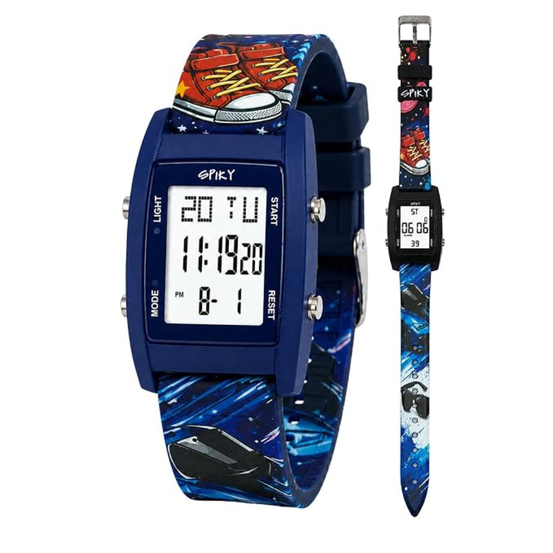 Spiky Adventure Printed Strap Digital Kids Watch With Luminous Display