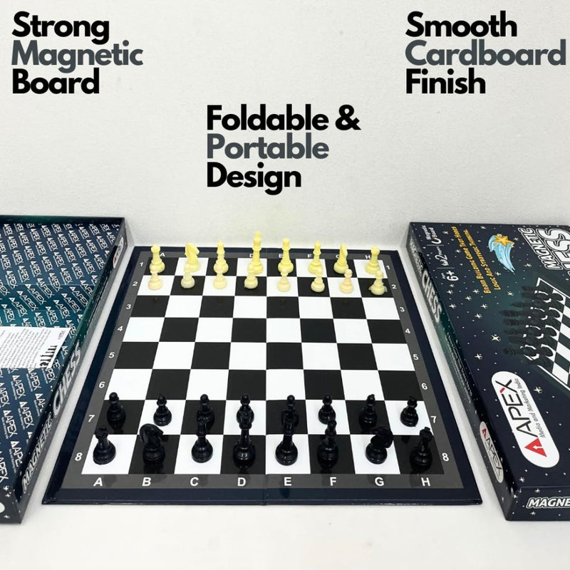 Apex Magnetic Chess Board Game Set 12x12 – Foldable & Portable Travel Chess