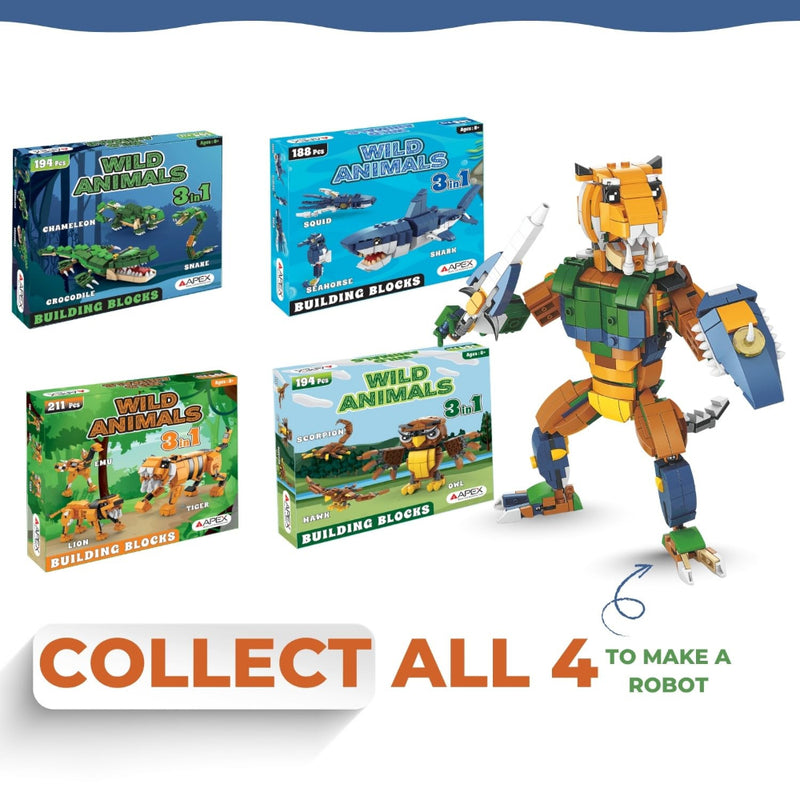 Apex 3-in-1 Wild Animal Building Blocks Kit