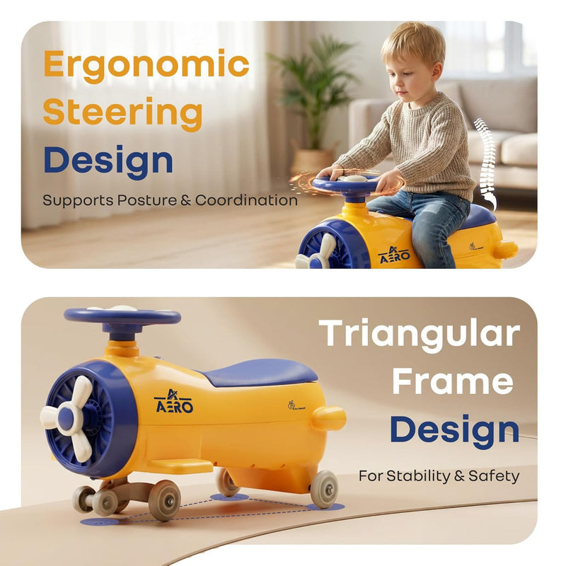 R for Rabbit Iya Iya Aero Ace Swing Car for Kids - Orange Blue