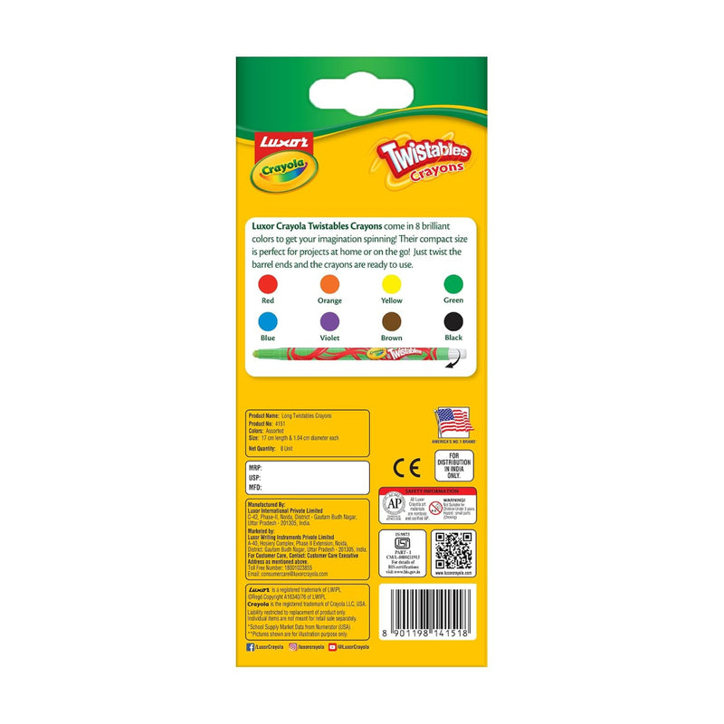 Luxor Crayola Twistable Long Crayons 8 Shades