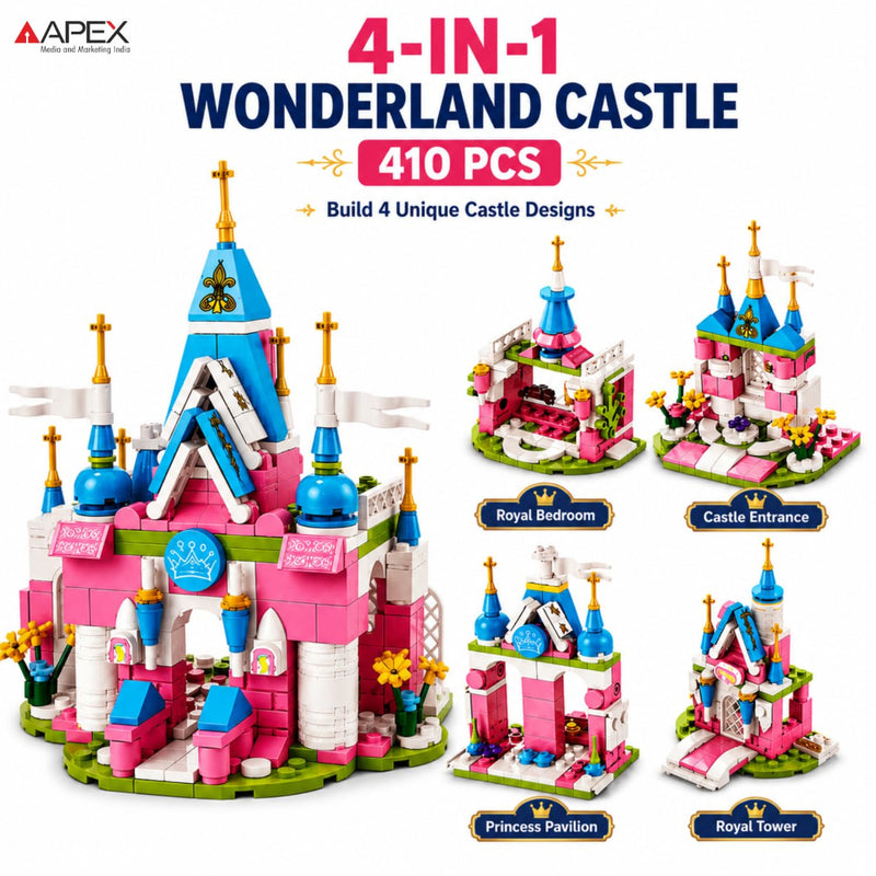 Apex 4-in-1 Wonderland Princess Castle Building Blocks Set (410 pcs)