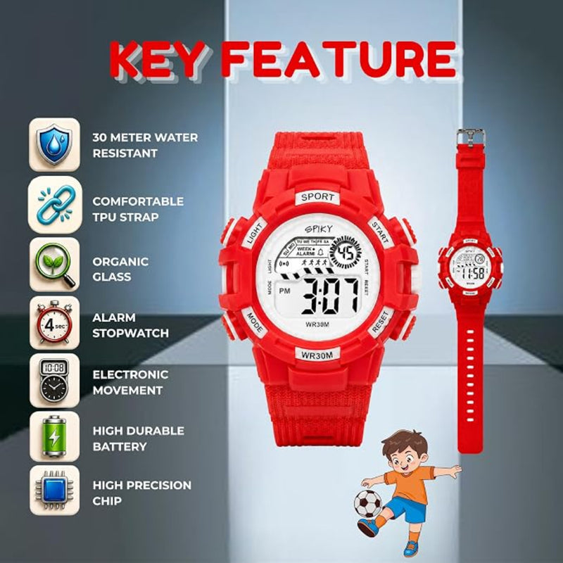 Spiky SPKEVA67 Round Dial Sports Watch With Luminous Display Alarm Day & Date Calendar